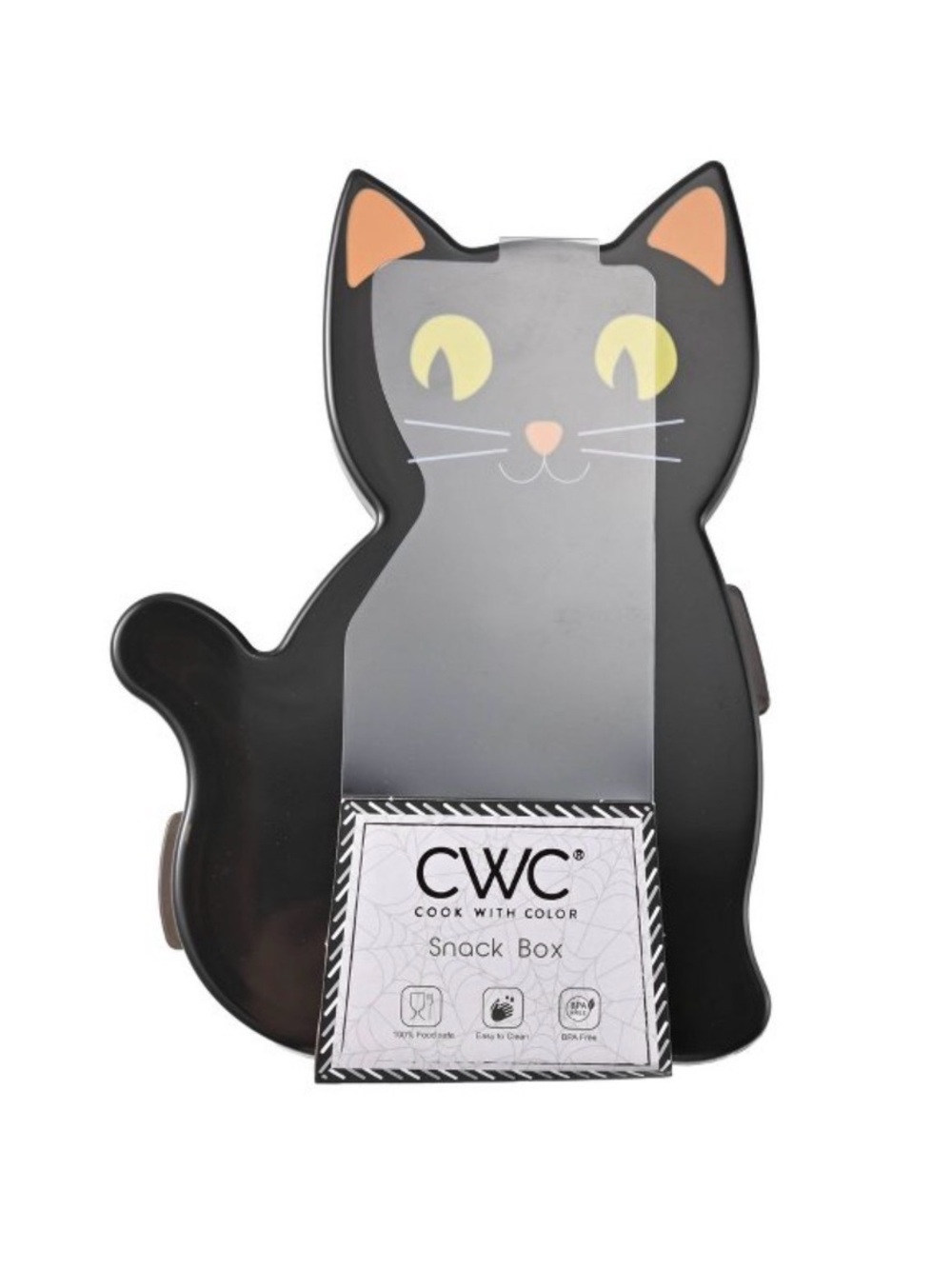 NWT Cook With Color Black Cat Halloween Small Snackle Box
